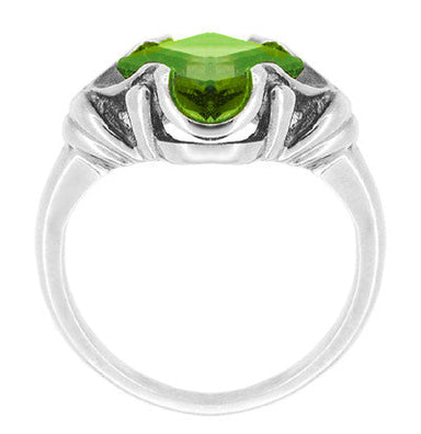 Victorian Square Peridot Ring in 14 Karat White Gold - alternate view