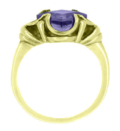 Victorian Step Cut Square Iolite Ring in 14 Karat Yellow Gold - Item: R327 - Image: 2