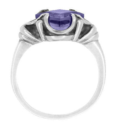 Vintage Style Victorian Square Iolite Ring in 14 Karat White Gold - alternate view