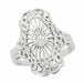 Nature Inspired Art Deco Filigree Diamond Cocktail Ring in White Gold