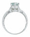 Filigree Art Deco Aquamarine Solitaire Ring in 14 Karat White Gold