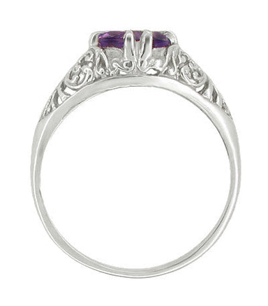 Edwardian 1 Carat Amethyst Filigree Engagement Ring in  White Gold - alternate view
