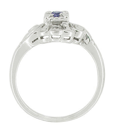 Art Deco Scroll Sapphire Cocktail Ring in 14 Karat White Gold - alternate view