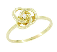 1950's Dainty Diamond Love Knot Ring in Yellow Gold - 10K or 14K