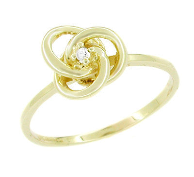1950's Dainty Diamond Love Knot Ring in Yellow Gold - 10K or 14K