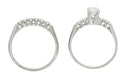 Mid Century Diamond Vintage Wedding Set in 14 Karat White Gold