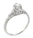 Art Deco Filigree Flowers and Wheat 1/4 Carat Diamond Engraved Engagement Ring in White Gold