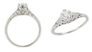 Platinum Art Deco Filigree Flowers and Wheat Engraved 0.36 Carat Diamond Solitaire Engagement Ring