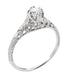 Platinum Art Deco Filigree Flowers and Wheat Engraved 0.36 Carat Diamond Solitaire Engagement Ring
