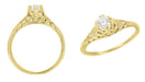Art Deco Filigree Flowers and Wheat 1/3 Carat Engraved Engagement Ring Setting in 14 or 18 Karat Yellow Gold