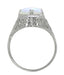 White Opal Filigree Ring in 14 Karat White Gold - Art Deco