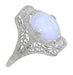 White Opal Filigree Ring in 14 Karat White Gold - Art Deco