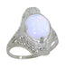 White Opal Filigree Ring in 14 Karat White Gold - Art Deco