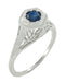 Art Deco Blue Sapphire Filigree Ring in 14 Karat White Gold