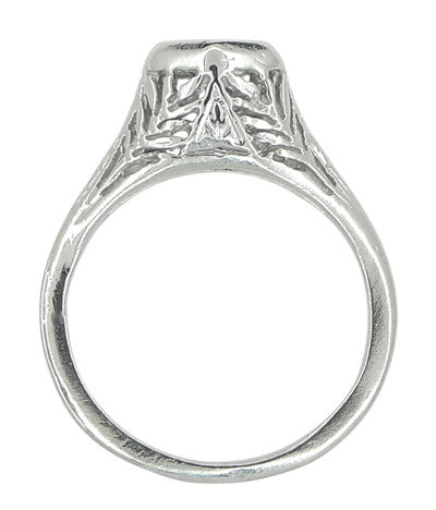 Art Deco Blue Sapphire Filigree Ring in 14 Karat White Gold - Item: R365 - Image: 4