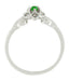 Victorian Carved Flowers & Leaves Emerald Promise Ring in White Gold