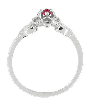 Flowers & Leaves Victorian Ruby Promise Ring in White Gold - alternate view