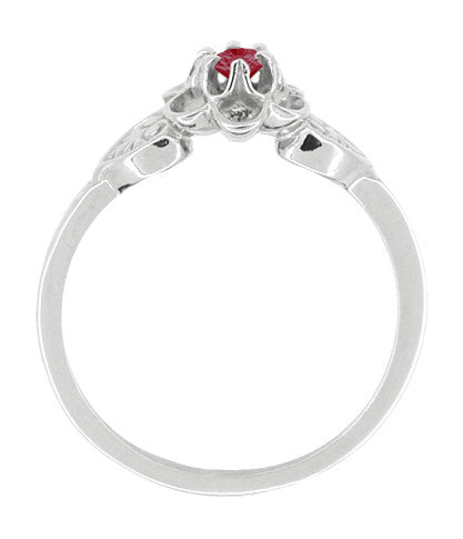 Flowers & Leaves Victorian Ruby Promise Ring in White Gold - Item: R373RU10K - Image: 2