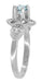Flowers and Leaves Solitaire Aquamarine Engagement Ring in White Gold