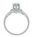 Flowers and Leaves Solitaire Aquamarine Engagement Ring in White Gold