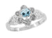 Flowers and Leaves Solitaire Aquamarine Engagement Ring in White Gold