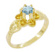 Victorian Flowers Solitaire Aquamarine Birthstone Engagement Ring in Yellow Gold