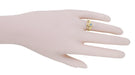 Victorian Flowers Solitaire Aquamarine Birthstone Engagement Ring in Yellow Gold