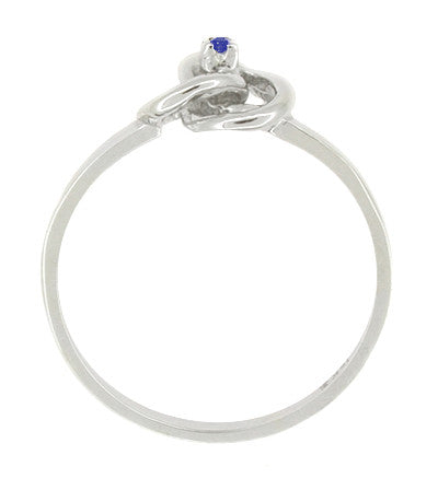 Side of R376S Blue Sapphire Love Knot Promise Ring  Vintage 1950s