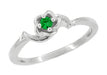 1950's Vintage Retro Rose Setting Emerald Promise Ring in White Gold - 10K or 14K - R377E