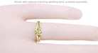 Retro Moderne Yellow Gold Blooming Rose Diamond Promise Ring shown with the optional wedding band, available separately.