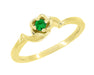 Yellow Gold Emerald Promise Ring - 1950's Vintage Sculptural Rose - R377YE