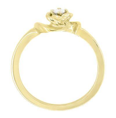 Side of R377YWS - Yellow Gold White Sapphire Promise Ring Antique 1950s Rose Setting