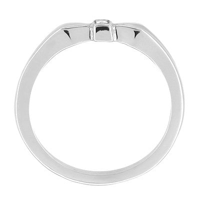 1950's Retro Diamond Promise Ring Bow Band in White Gold - Item: R378W10 - Image: 2