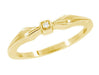 1950's Retro Bow Band - Yellow Gold Diamond Vintage Promise Ring - R378Y
