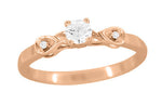 Retro Moderne White Sapphire Engagement Ring in 14 Karat Rose Gold
