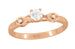 Retro Moderne White Sapphire Engagement Ring in 14 Karat Rose Gold