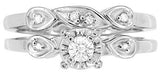Retro Moderne Diamond Engagement Ring and Wedding Ring Bridal Set in 14 Karat White Gold