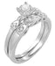 1950's Retro Moderne White Sapphire Bridal Ring Set in 14 Karat White Gold