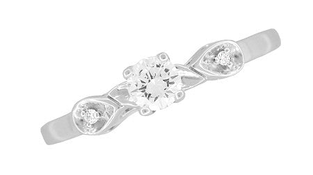 Retro Moderne 1/4 Carat Diamond Engagement Ring in White Gold - Item: R380W25K10-LC - Image: 3