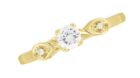 Classic 1950's Retro Moderne 1/4 Carat Diamond Engagement Ring in Yellow Gold - 10K or 14K - Item: R380Y25K10-LC - Image: 4