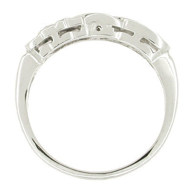 Art Deco Heirloom Hearts and Scrolls Filigree Diamond Wedding Ring in 14 Karat White Gold - alternate view