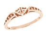 Snuggling Hearts Filigree Promise Ring in 14 Karat Rose Gold