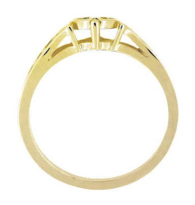1960's Cuddling Sweet Hearts Filigree Promise Ring in 10K or 14K Yellow Gold - alternate view