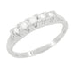Mid Century Diamond Sweep Antique Wedding Band in 14 Karat White Gold