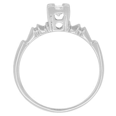 Art Deco Square Top Solitaire Vintage Diamond Promise Ring in 14 Karat White Gold - alternate view