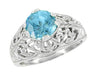 Edwardian Dome Filigree Vintage Natural Blue Zircon Ring in White Gold - R397