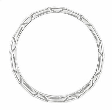 Art Deco Floral Geometric Wedding Band in 14 Karat White Gold - alternate view