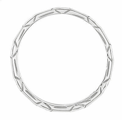 Art Deco Floral Geometric Wedding Band in 14 Karat White Gold - Item: R398 - Image: 2