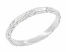 Art Deco Floral Geometric Wedding Band in 14 Karat White Gold