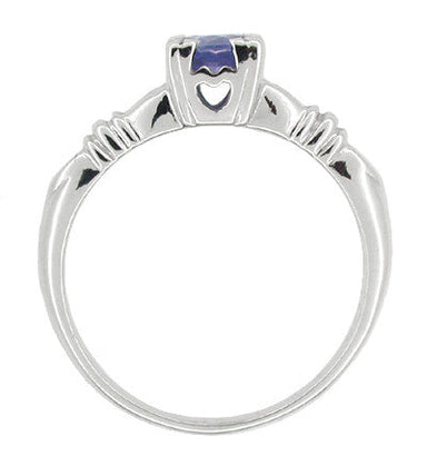 Art Deco Hearts and Clovers Solitaire Sapphire Engagement Ring in Platinum - alternate view